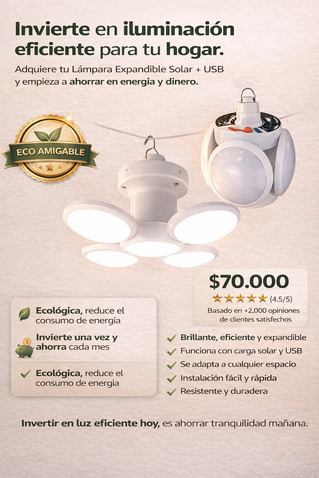 Lámpara Led Solar Expansible